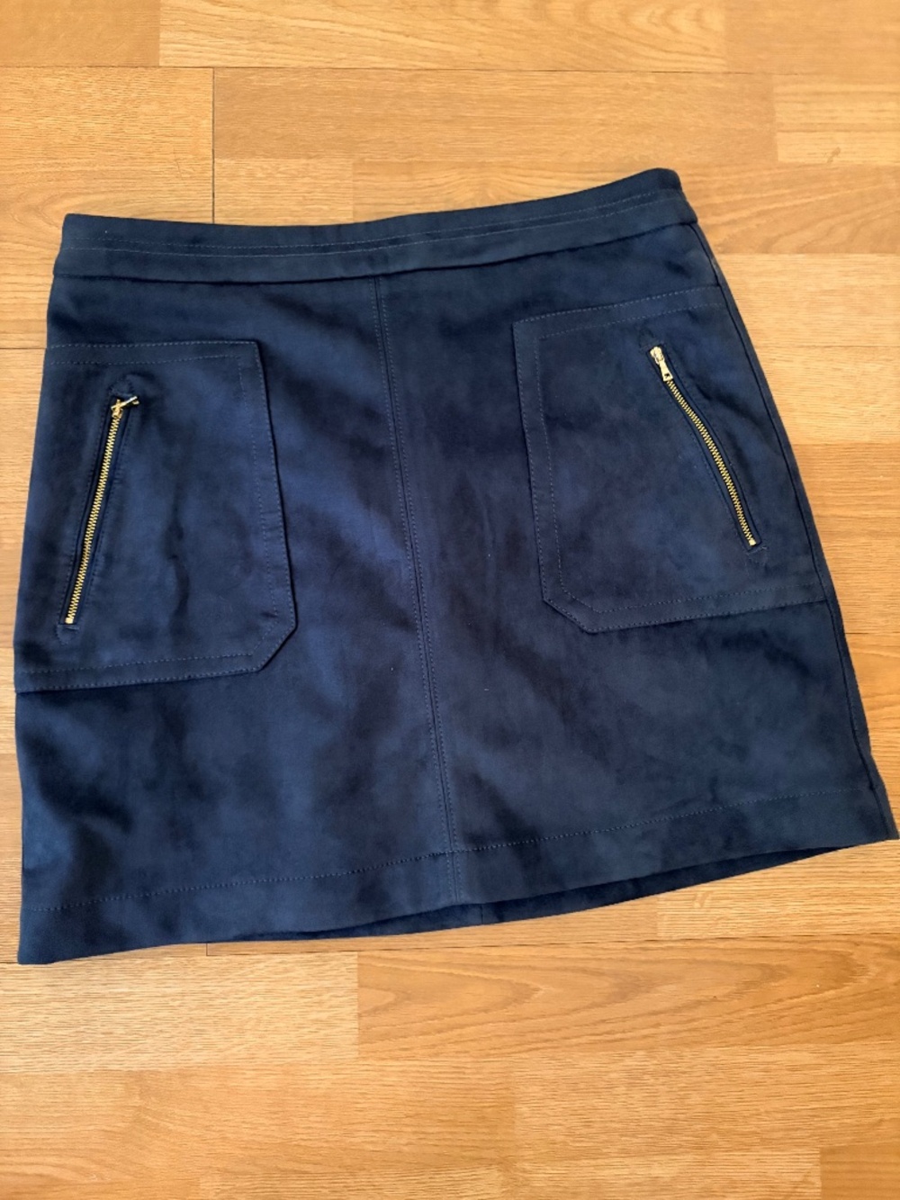LOFT Blue Suede Skirt | Size 10 | Zip Detail | Fall Wardrobe Staple